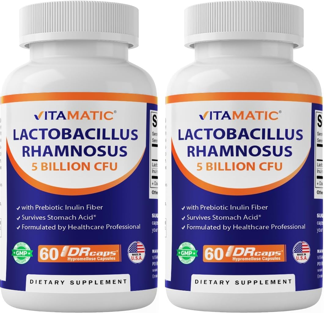 Vitamatic Lactobacillus Rhamnosus bottle front view supports daily digestive balance