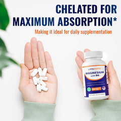 Dosage information panel on Vitamatic Magnesium with B6 bottle