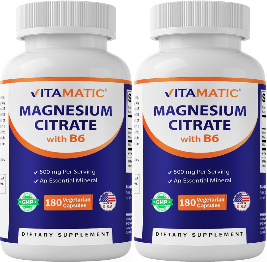 Vitamatic Magnesium Citrate 500 mg bottle for daily high-potency support.