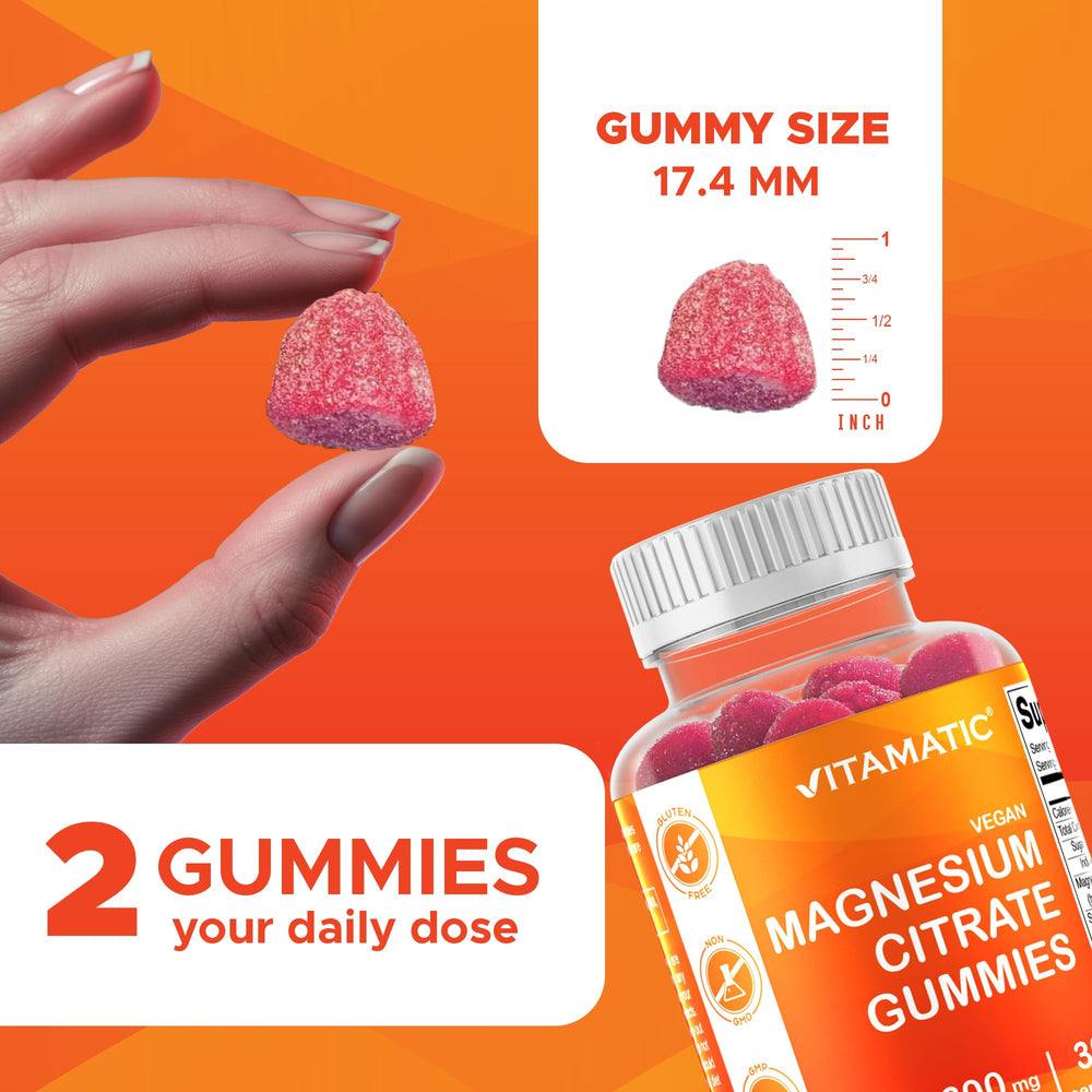 Vitamatic Magnesium Gummies vegan-friendly ingredients highlighting plant-based formula