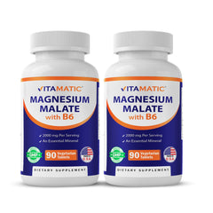 Vitamatic Magnesium Malate 2000mg bottle shown for high-potency daily use
