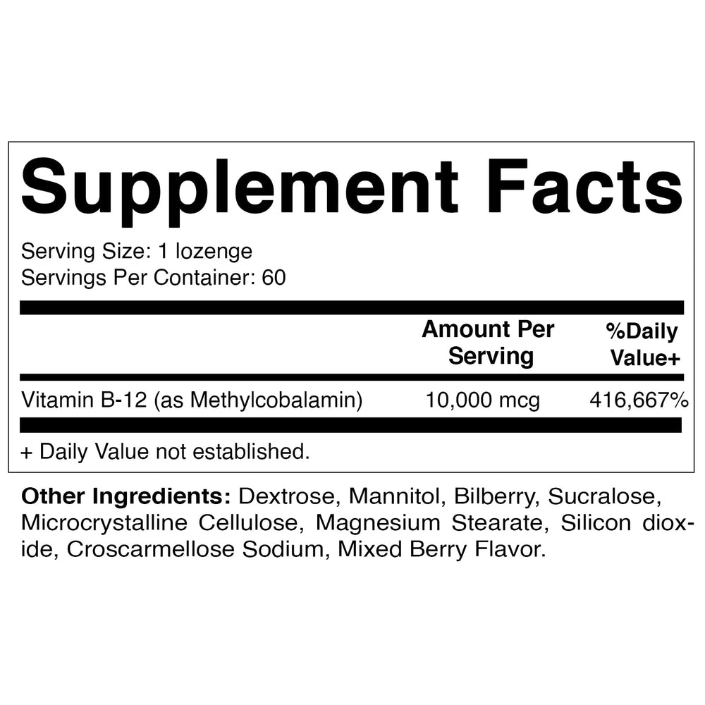 Vitamatic Methyl B12 label highlights Non-GMO and gluten-free formulation.