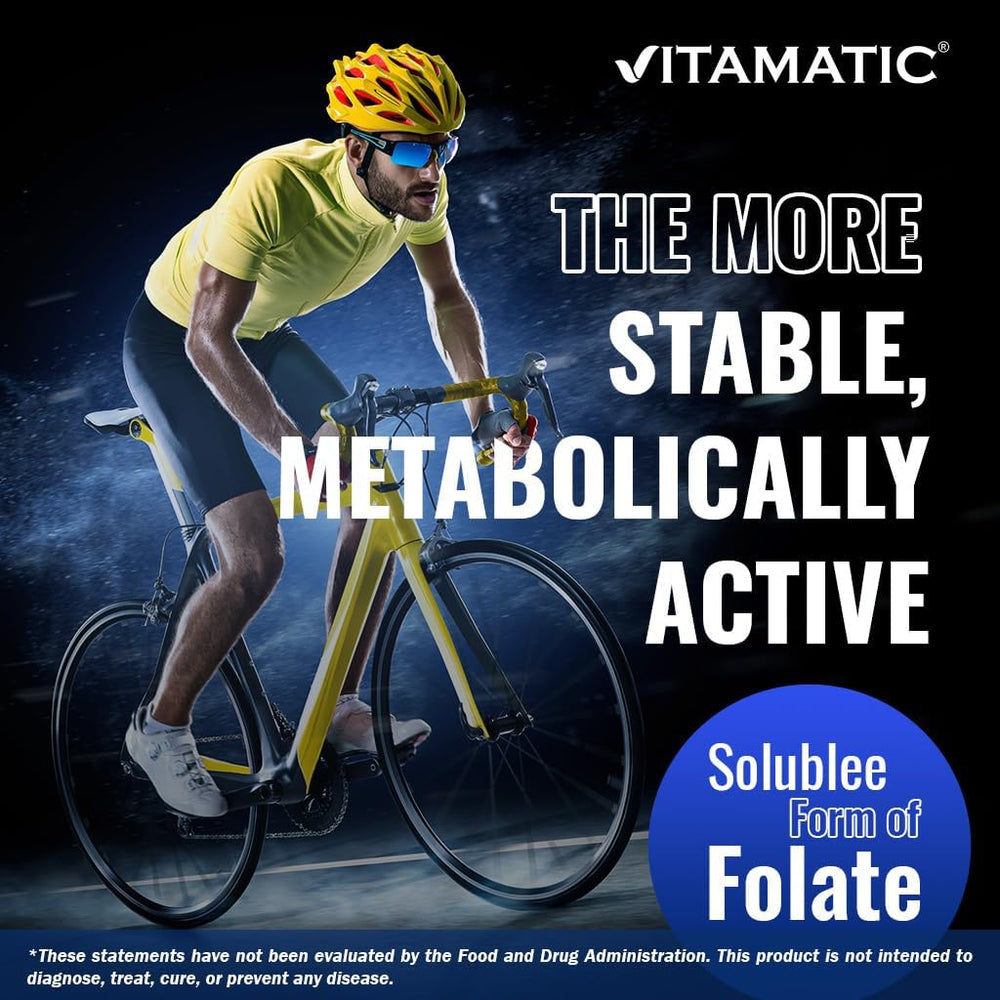 Vitamatic Methyl Folate GMP seal – manufactured under strict quality standards.