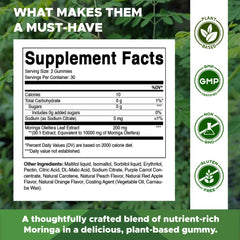 Vitamatic Moringa Gummies bottle back label with nutrition details