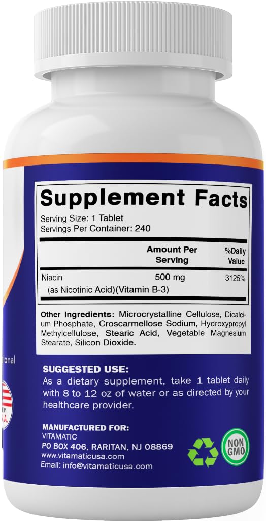 Vitamatic Niacin package on a kitchen counter ready for routine.