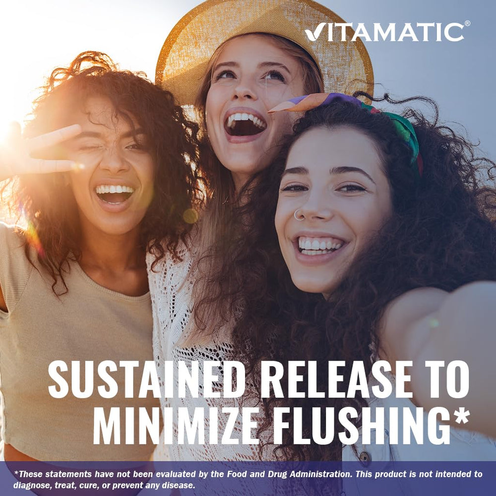 Vitamatic Niacin tablets held in hand for daily supplement readiness