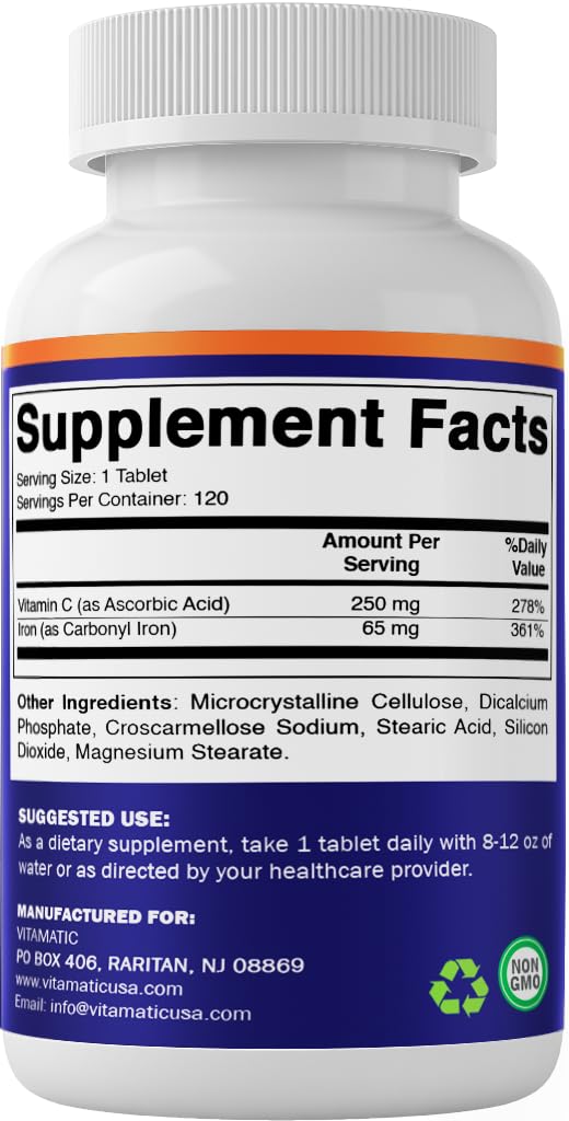 Vitamatic clean formula badge highlights no artificial colors or preservatives.