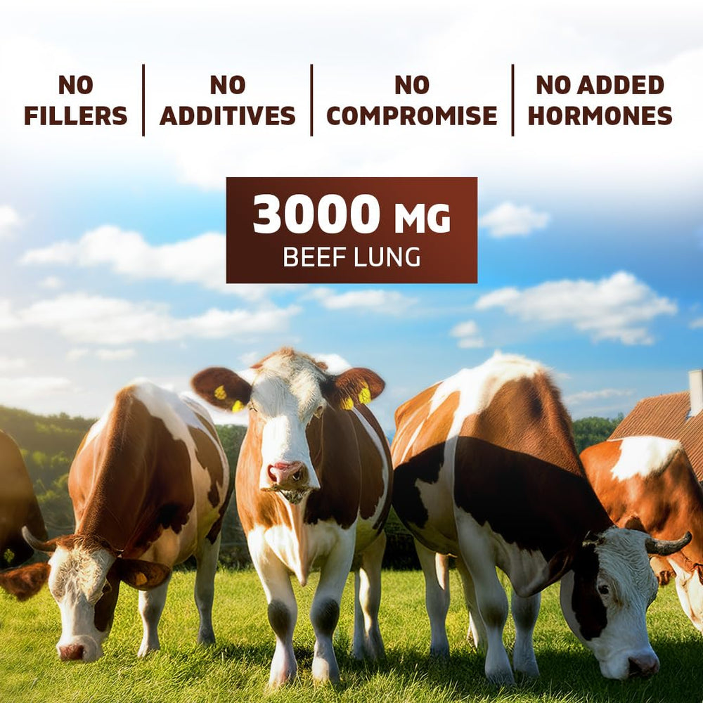 Vitamatic grass-fed beef lung with liver bottle features non-GMO and allergen-free seals