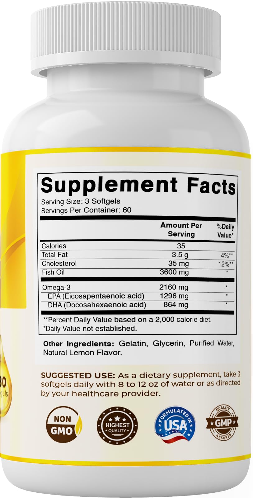 Vitamatic Omega-3 bottle on kitchen shelf for daily wellness.