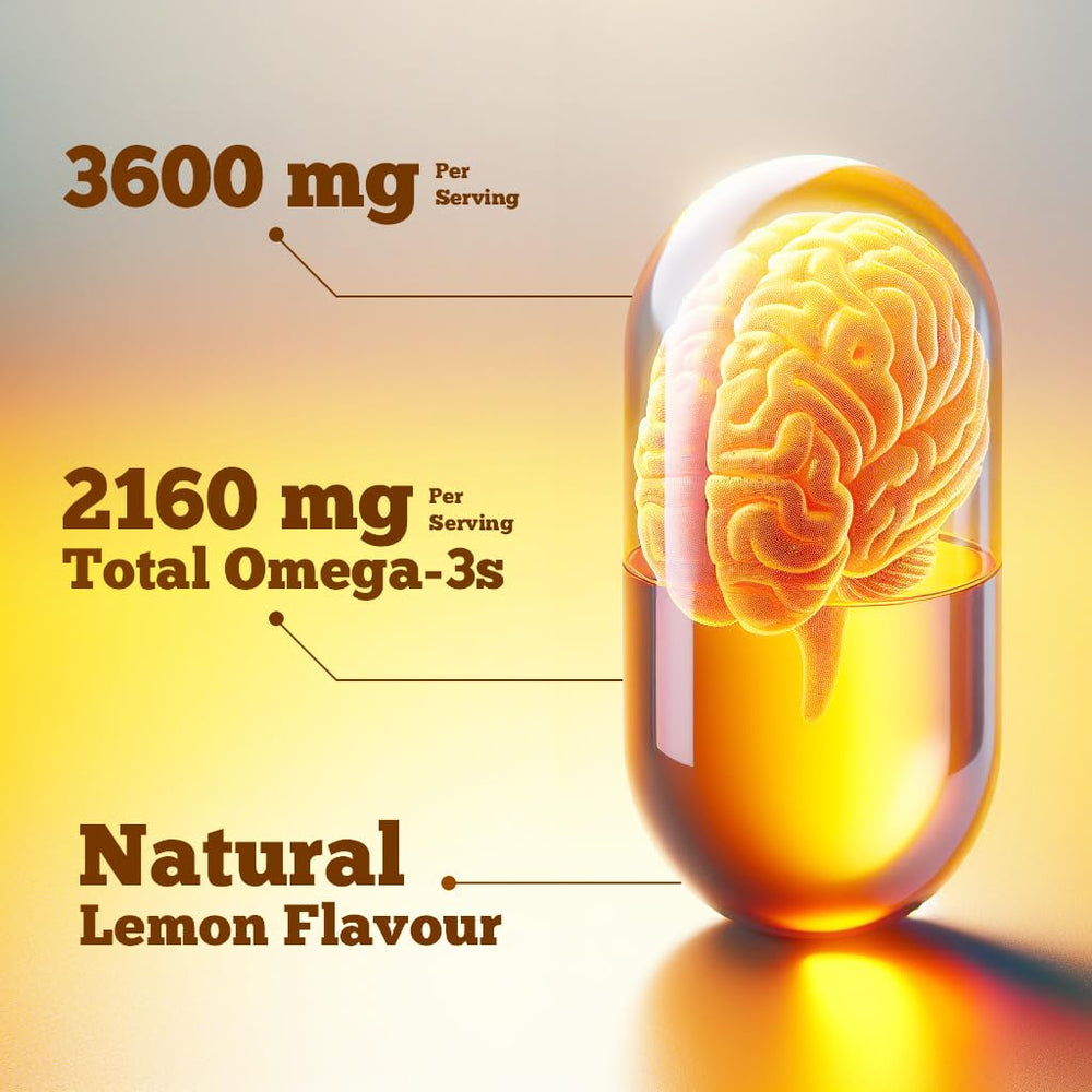 Vitamatic Omega-3 daily dosage concept with three softgels.