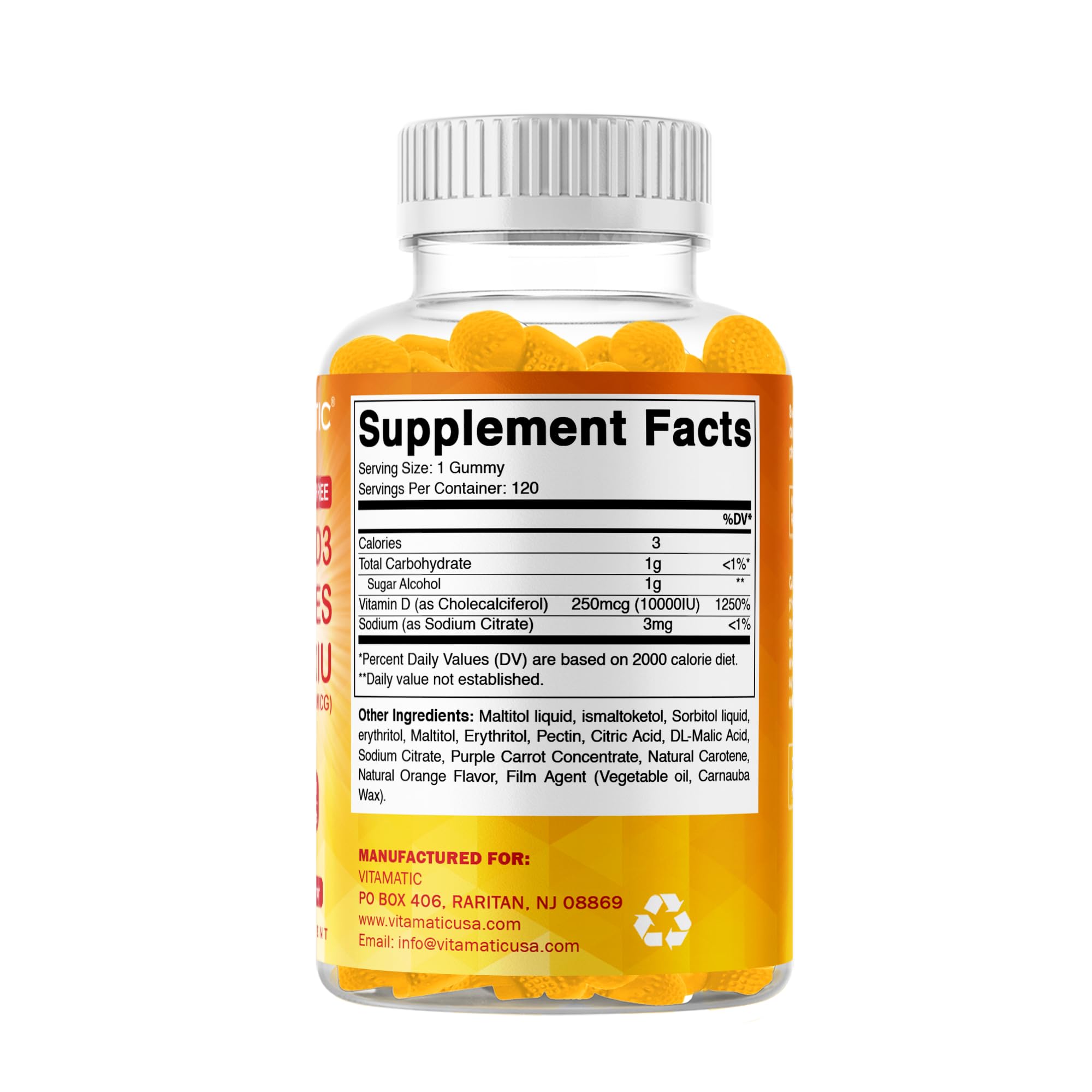 Vitamatic gummies are free from artificial colors and preservatives.