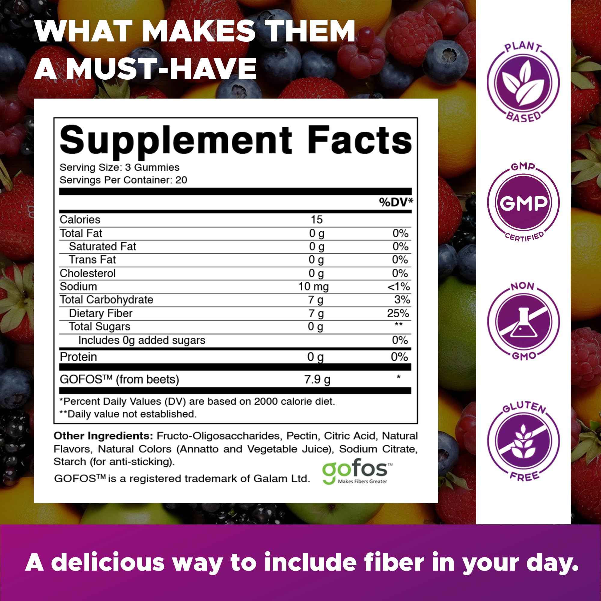 Vitamatic gummies bottle angle highlights zero sugar added for a tasty snack