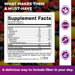 Vitamatic prebiotic fiber gummies bottle label shows 7g per serving.