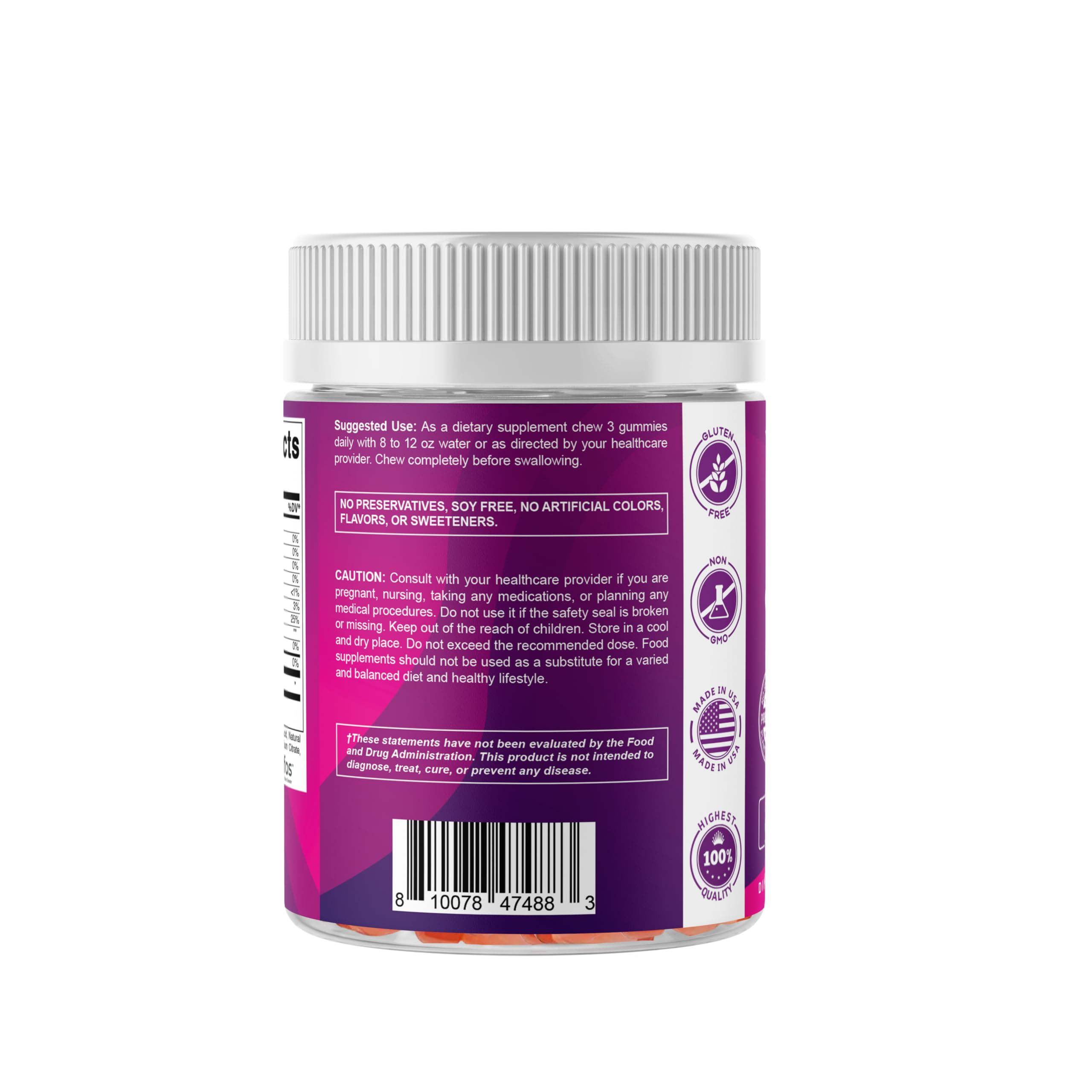 Vitamatic prebiotic fiber gummies on countertop hinting daily routine.