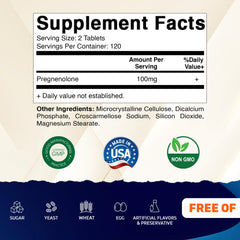 Vitamatic Pregnenolone tablets close-up shows small, easy-to-swallow capsules