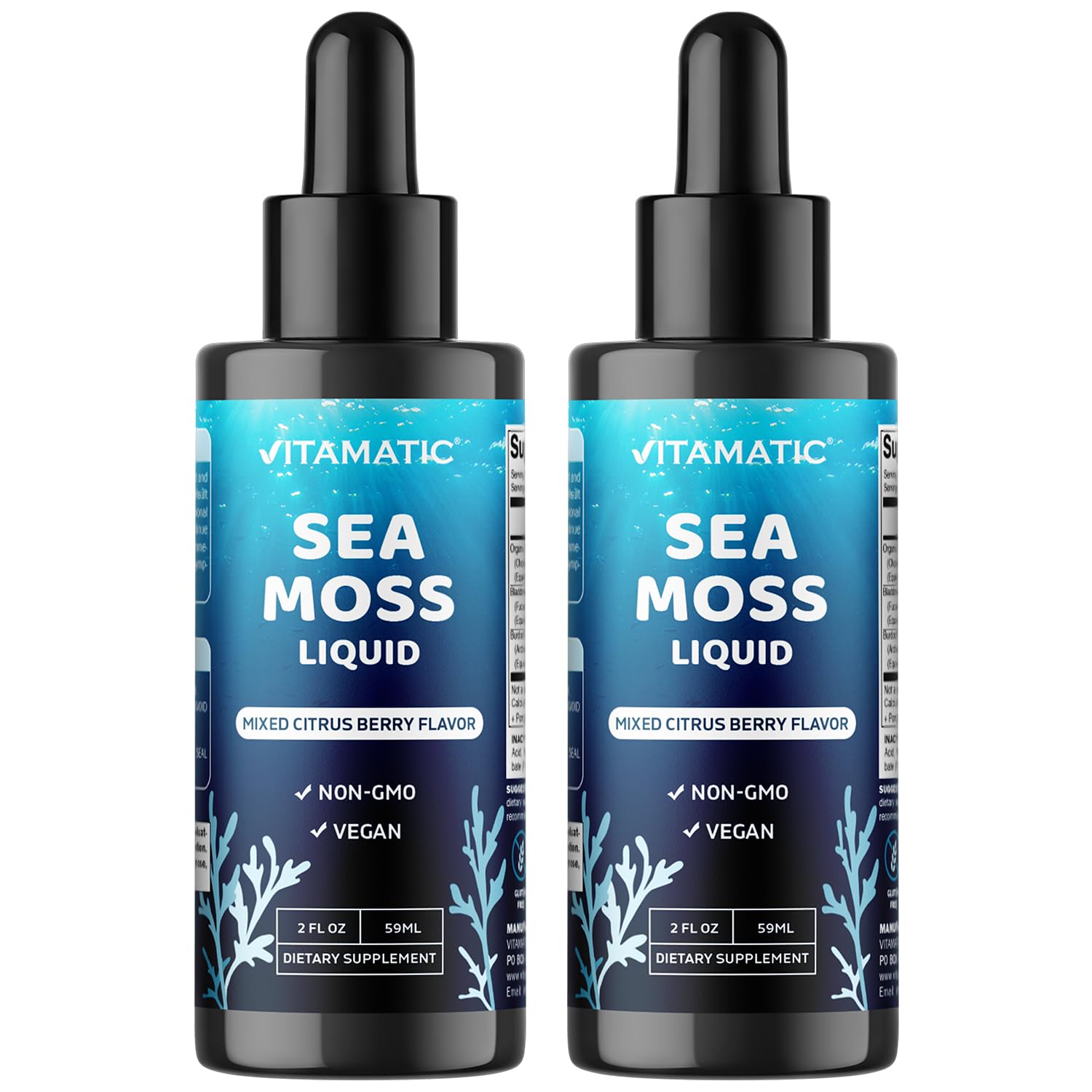 Vitamatic Sea Moss Liquid Citrus Berry bottle for daily use.
