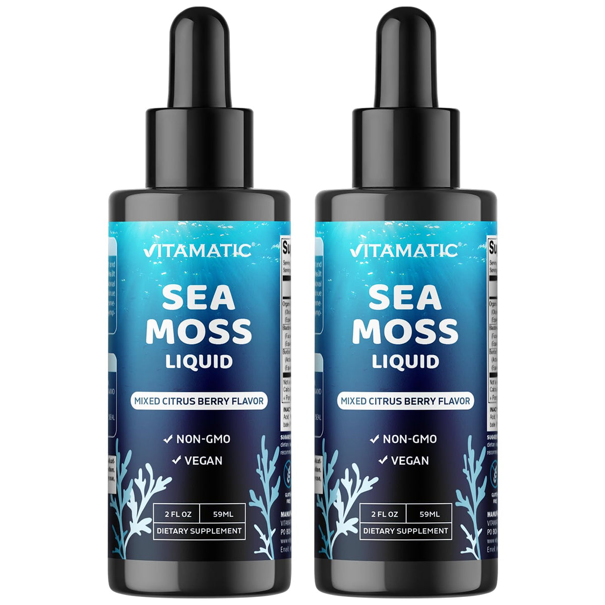 Vitamatic Sea Moss Liquid Citrus Berry bottle for daily use.