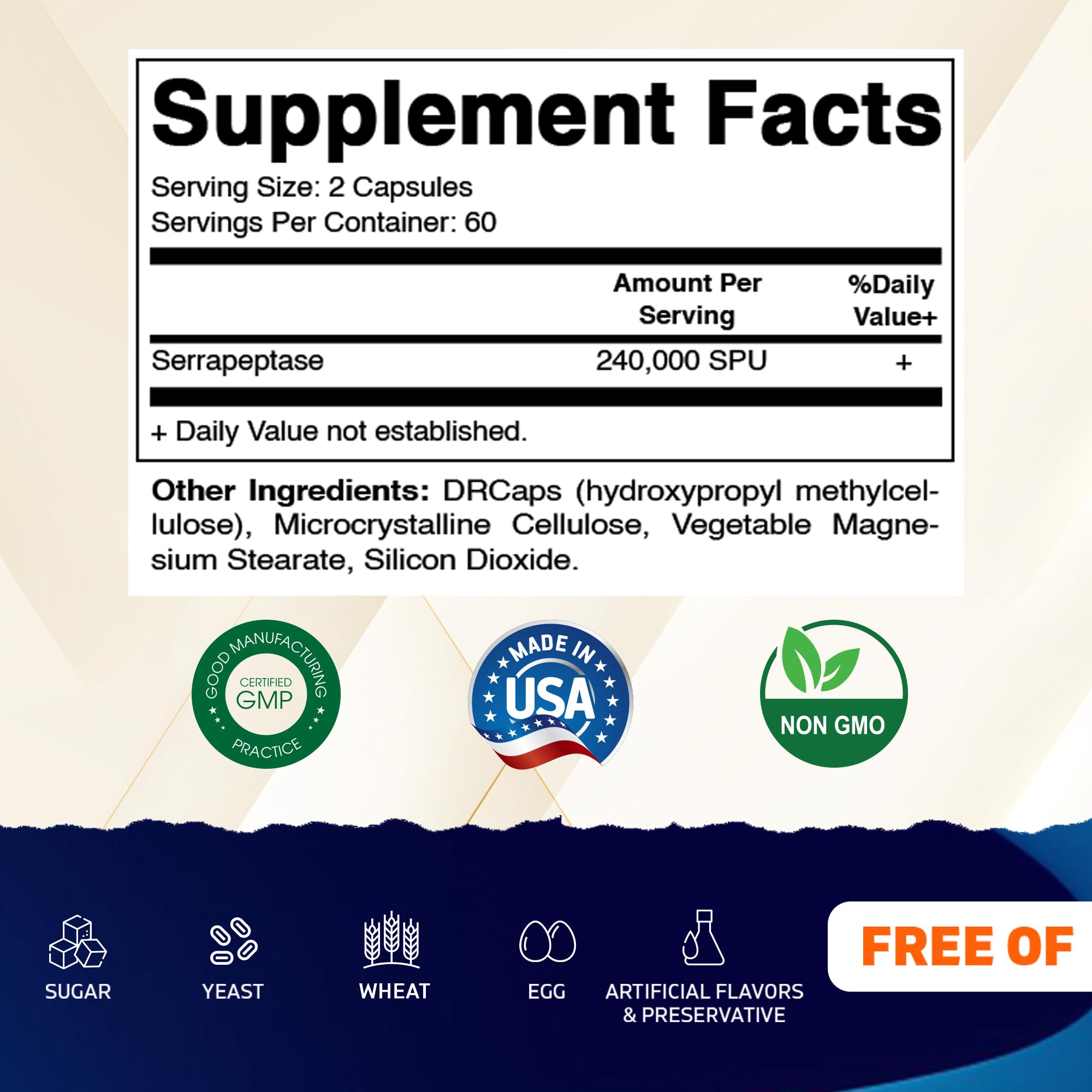 Vitamatic Serrapeptase capsules closeup highlights delayed-release capsules for sustained delivery