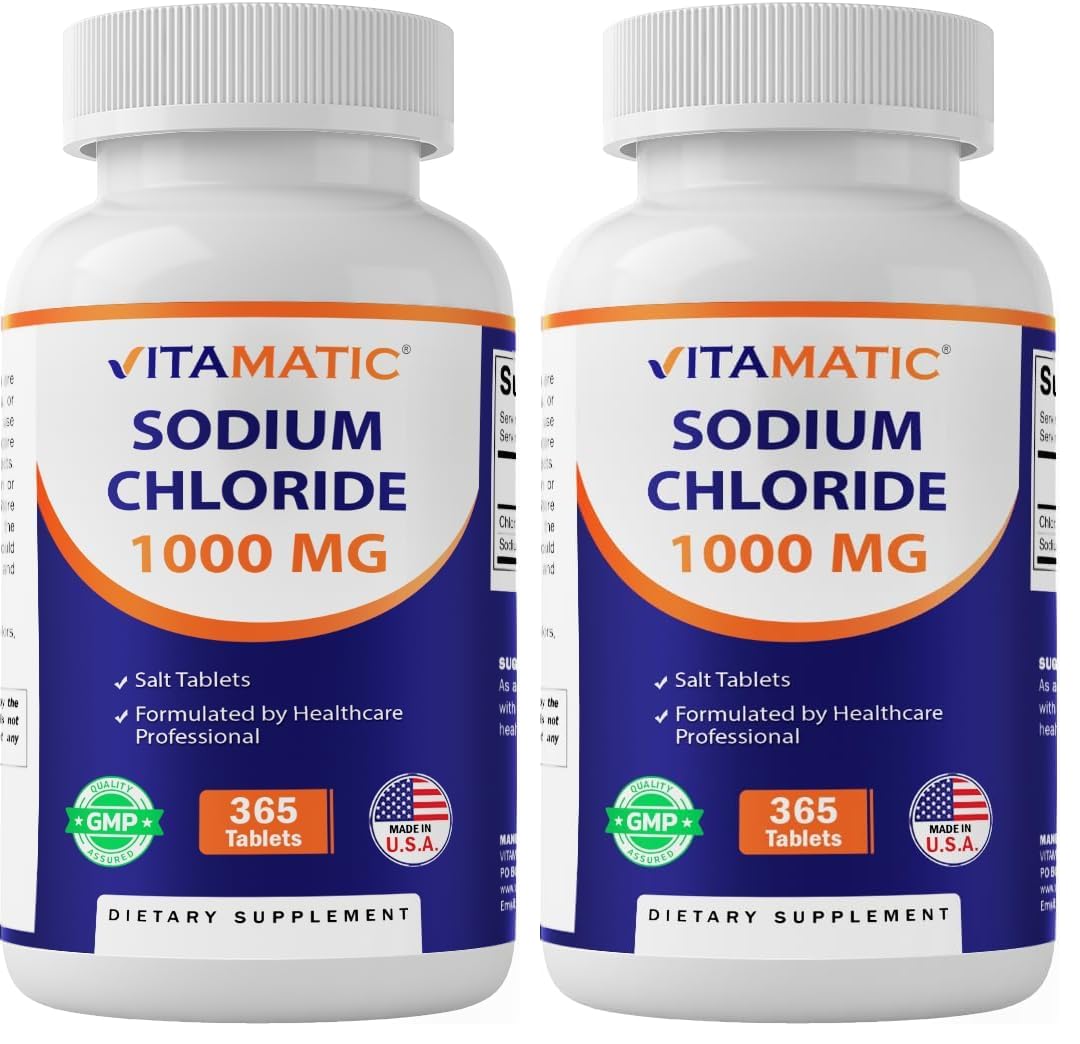 Vitamatic sodium chloride 1000mg pack view for hydration support.