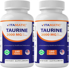 Vitamatic Taurine 2000mg bottle front — supports nervous system health