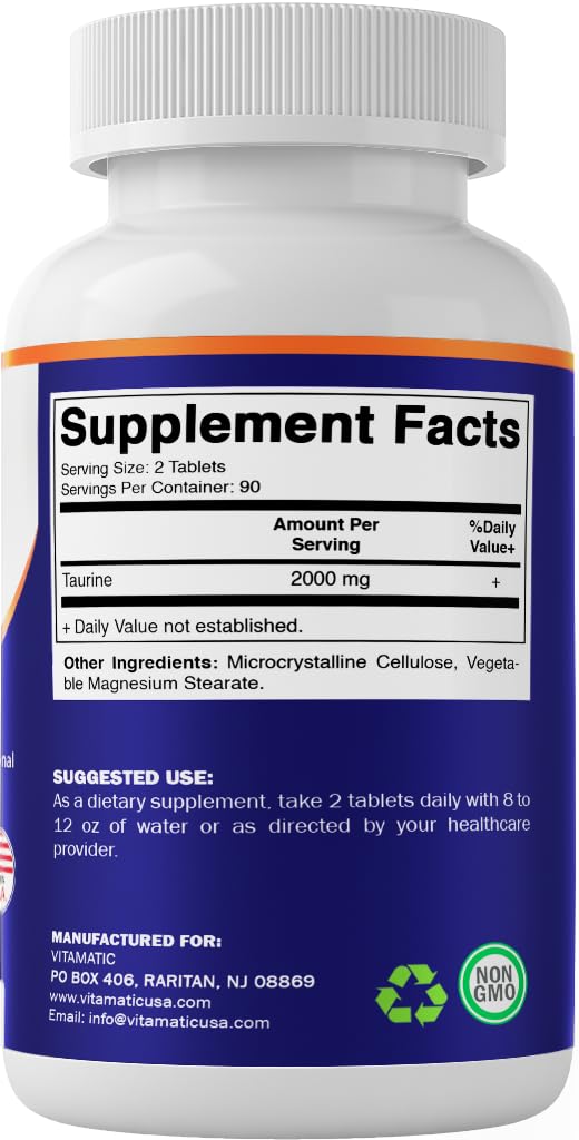 Vitamatic Taurine tablets on surface — ready for use