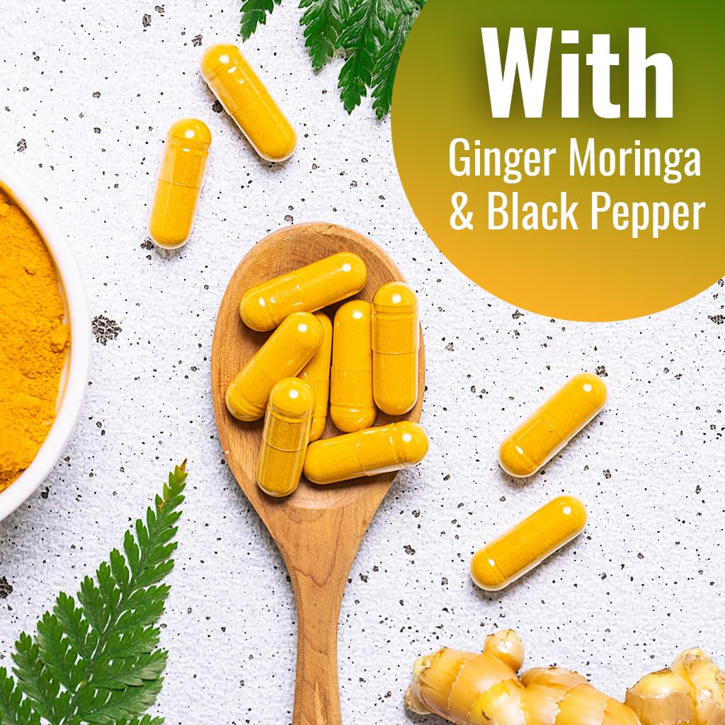 Vitamatic turmeric bottle label emphasizes quality and non-GMO certification