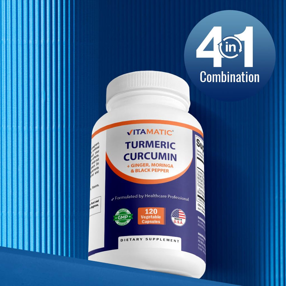 Vitamatic turmeric capsules easy-swallow design close-up