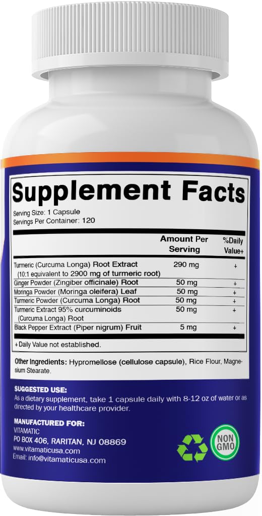 Vitamatic turmeric golden-hued capsules on a clean scene supporting daily wellness
