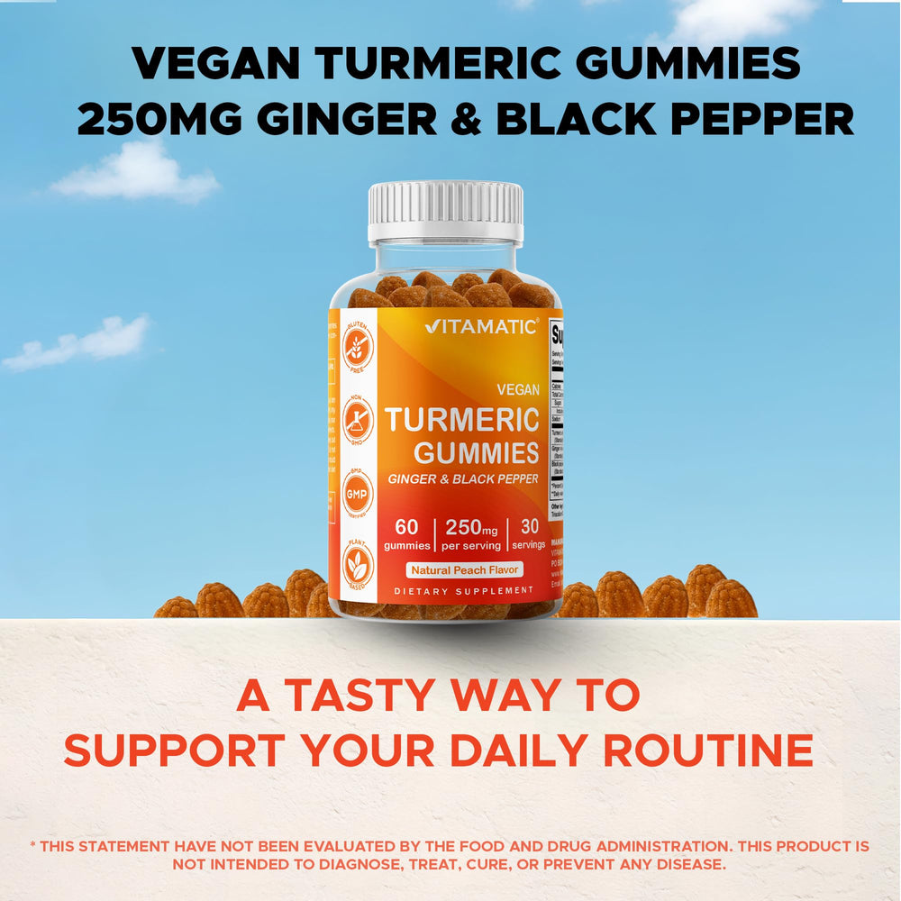 Vitamatic turmeric gummies deliver 250 mg per serving for consistency
