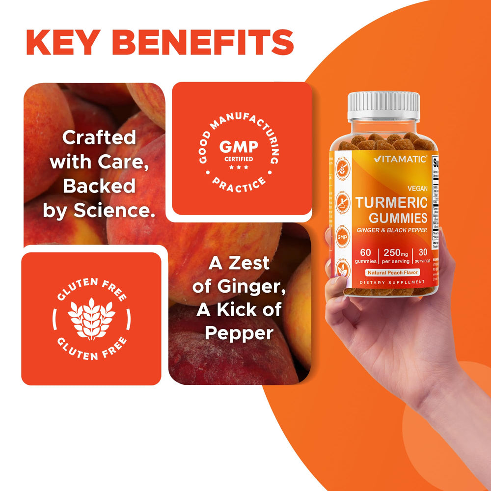 Vitamatic turmeric gummies free from artificial colors and flavors