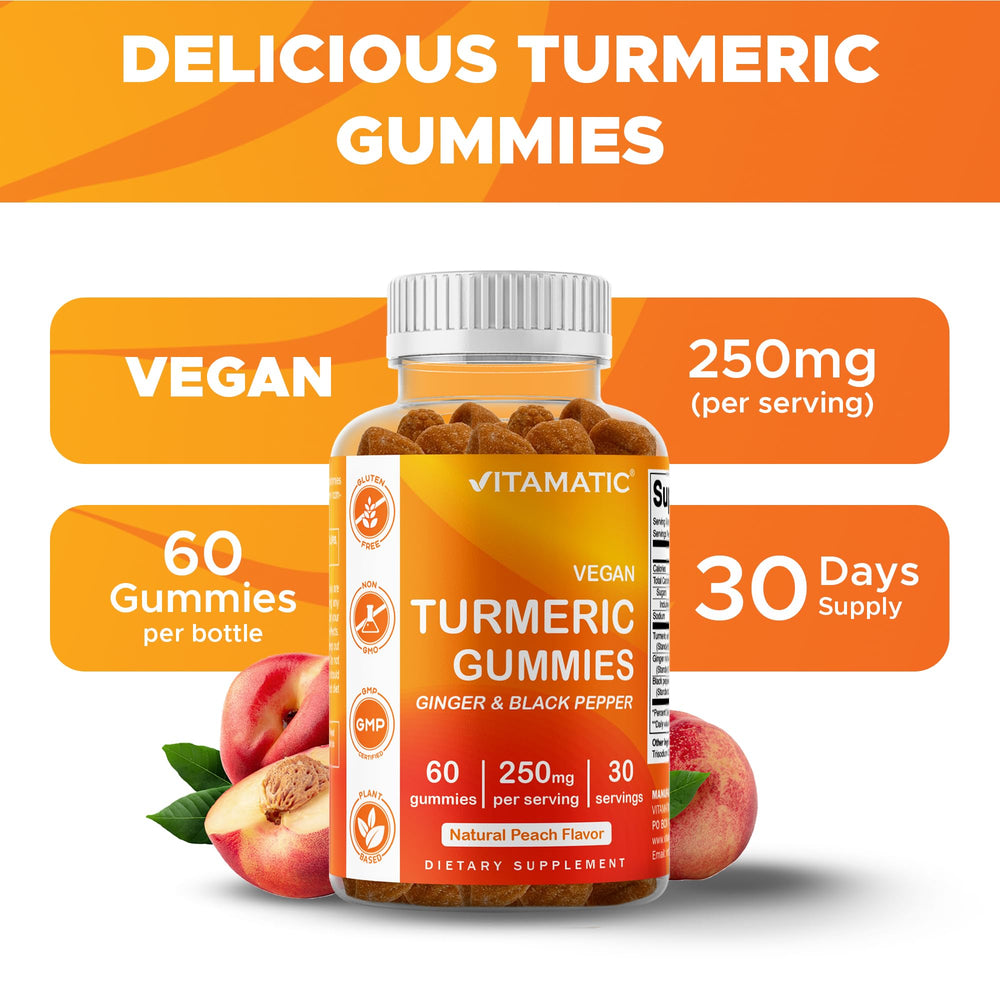 Vitamatic turmeric gummies vegan pectin base for plant-based wellness