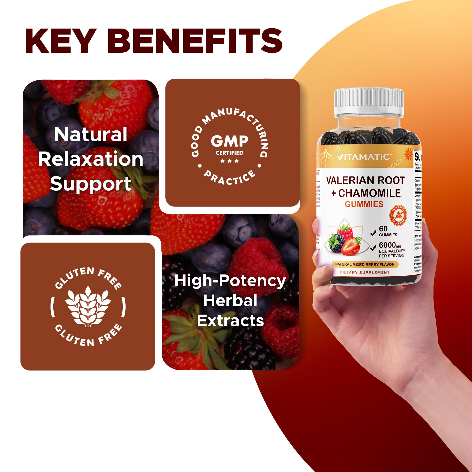 Vitamatic vegan-friendly label offering a plant-based wellness option.