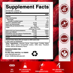 Vitamatic Vitamin B Complex Gummies natural strawberry flavor close-up