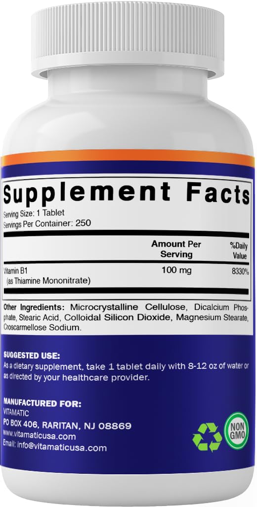 Vitamatic Vitamin B1 vegetarian tablets suitable for plant-based diets