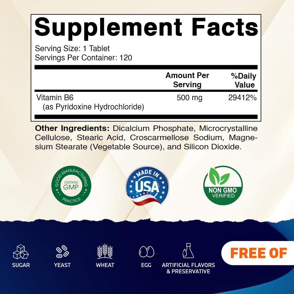 Vitamatic Vitamin B6 tablets close-up highlighting vegetarian capsules for metabolism