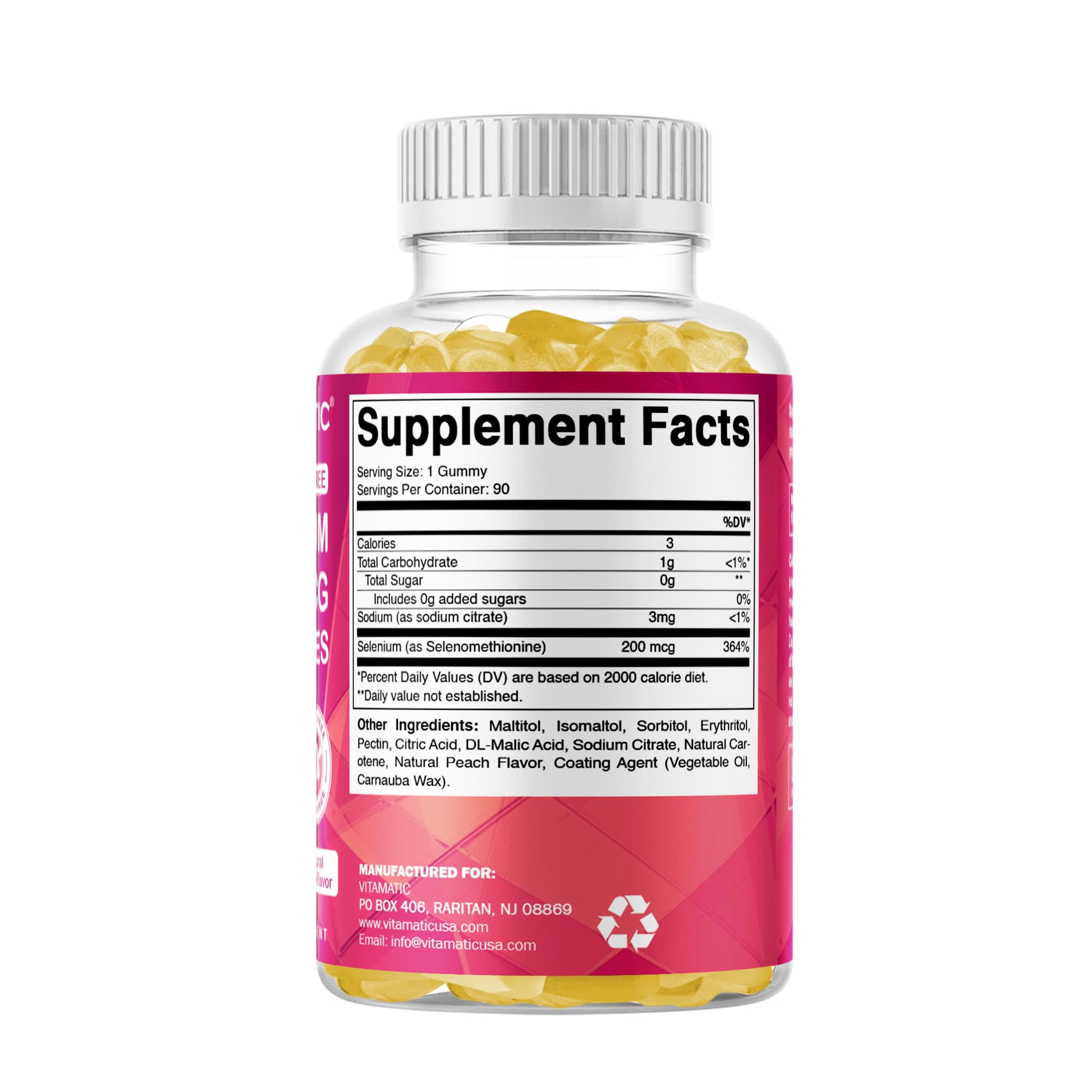 Close-up of Vitamatic label showing product details.