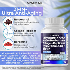 Vitamax blueberry and grapeseed extract visual illustrating antioxidant blend