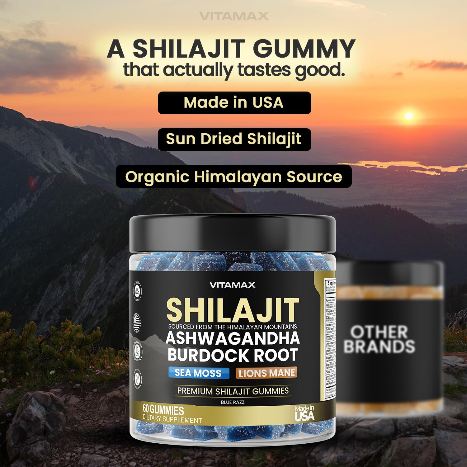Vitamax Made in USA label emphasizes quality and safety standards.