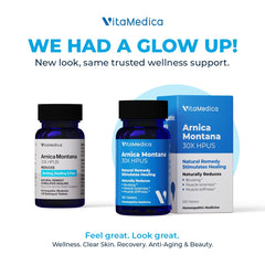 VitaMedica Arnica 30X tablets under tongue for quick, easy dosing after injuries