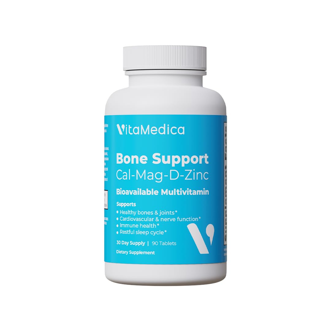 VitaMedica Bone Support bottle front shows chelated minerals for easy absorption.