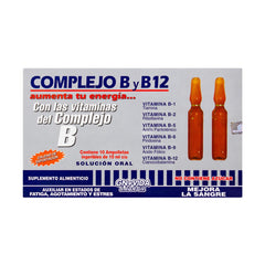 Vitamin B Complex + B12 liquid ampoule for easy daily energy support.