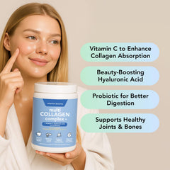 Vitamin Bounty Multi Collagen Powder scoop shows easy daily dosing for wellness.