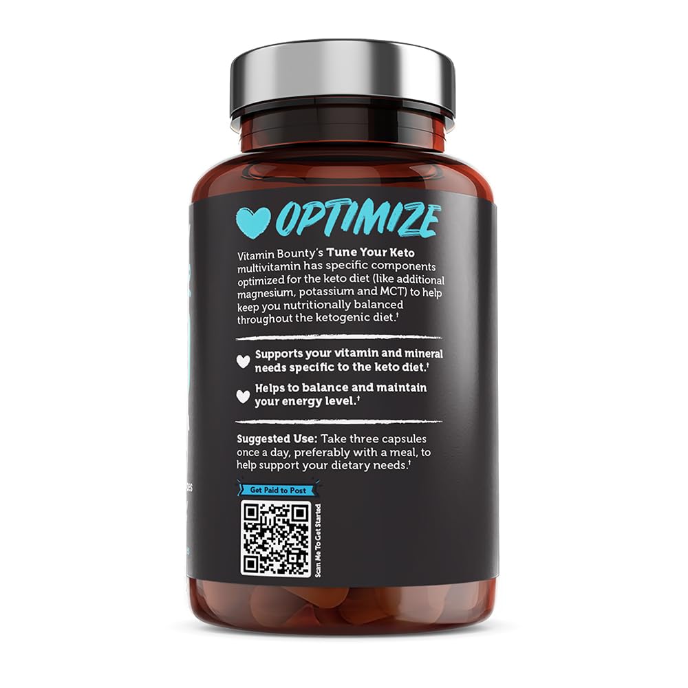 Capsules of Vitamin BountyTune Your Keto Multivitamin for easy daily dosing