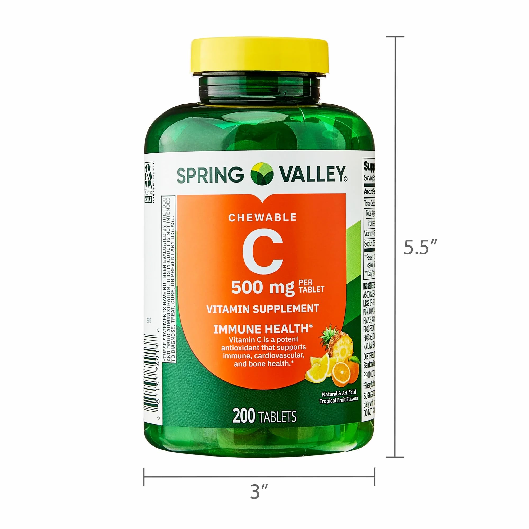 Vitamin C 500 mg chewables tropical immunity visual suggesting vitality support