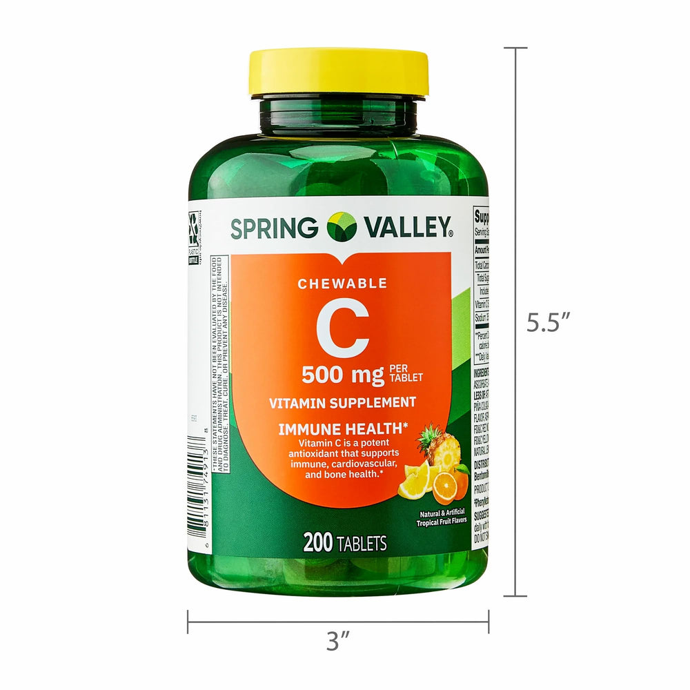Vitamin C 500 mg chewables tropical immunity visual suggesting vitality support