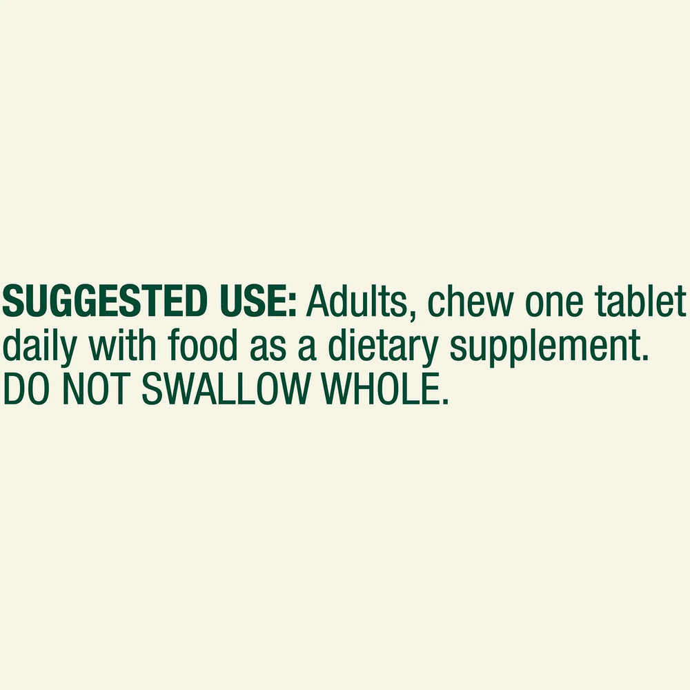Bottle label for Vitamin C 500 mg chewables highlighting gluten-free and lactose-free