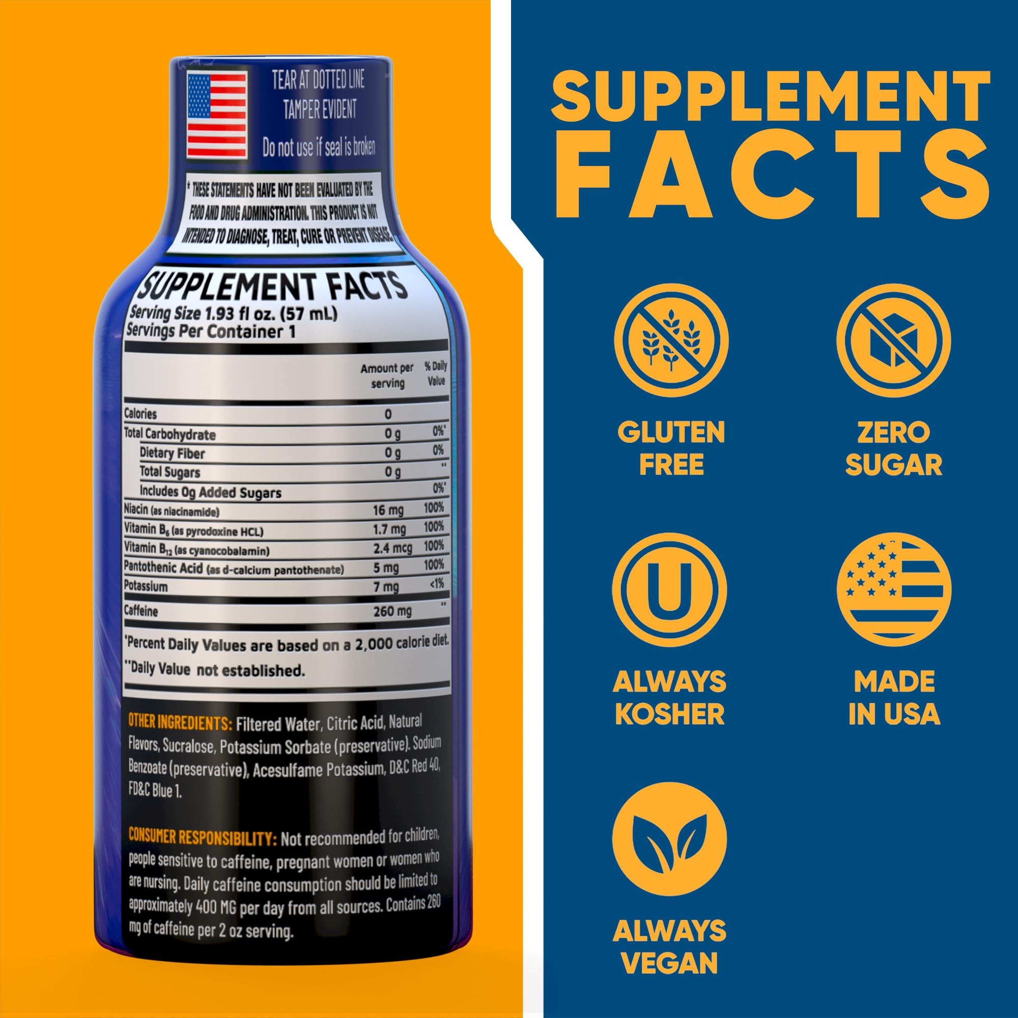Vitamin Energy B12 Overload Berry Shot side view showing compact travel-friendly packaging