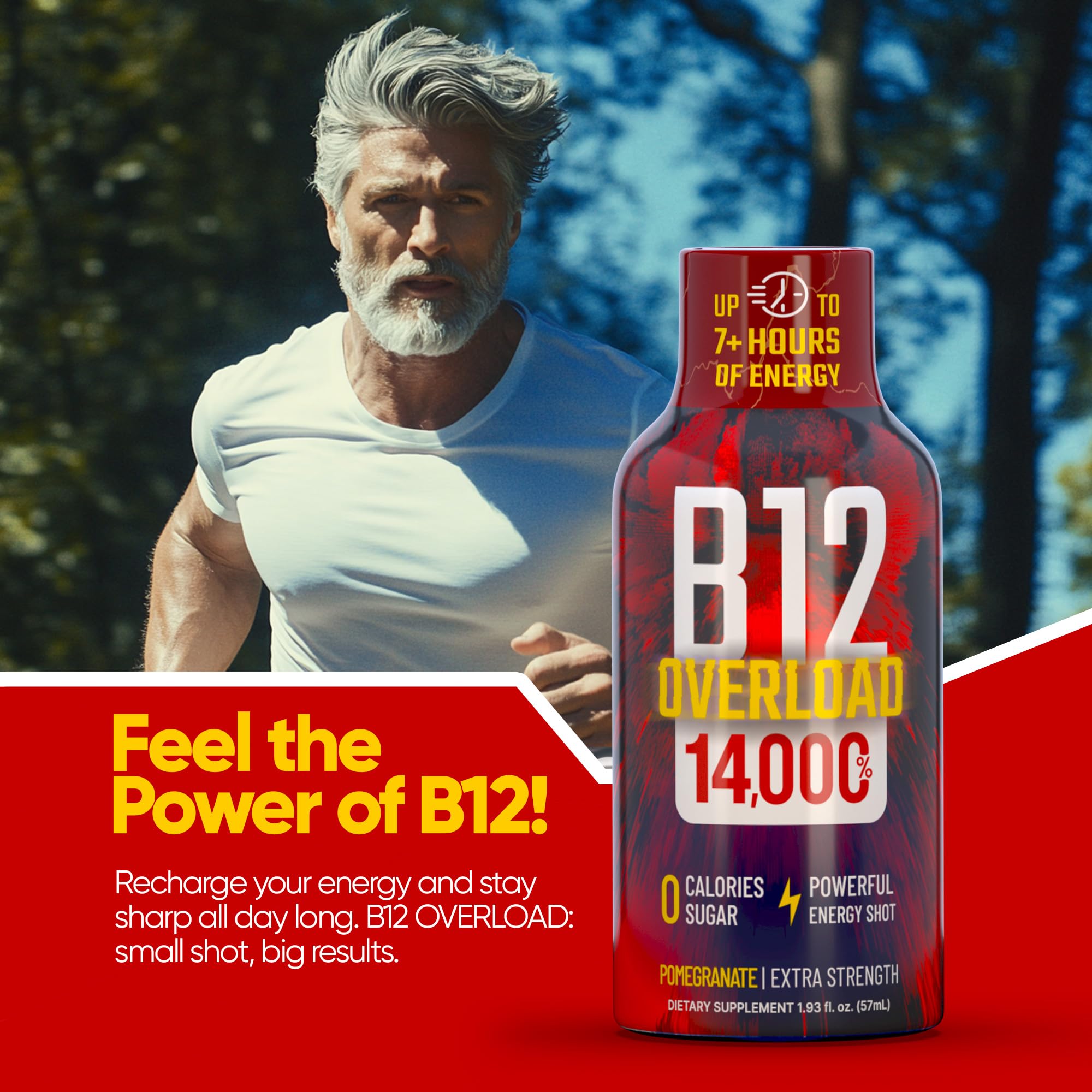 On-the-go use of Vitamin Energy Overload shot for quick, portable energy