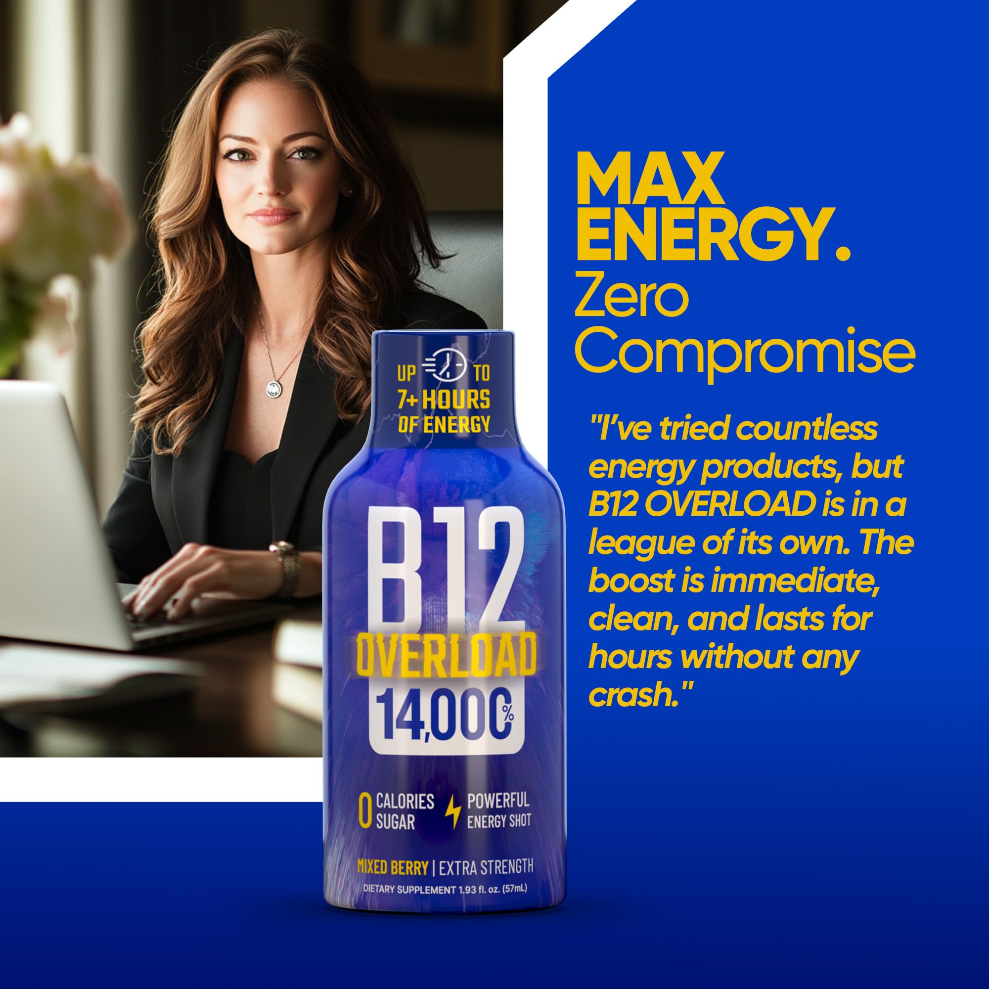 Vitamin Energy B12 Overload 48-pack display suitable for bulk purchase.