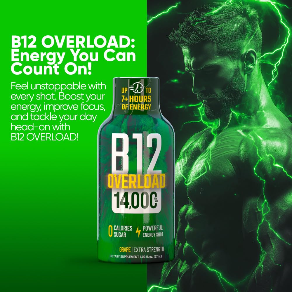 Vitamin Energy B12 Overload pouring shot showing portable energy option.